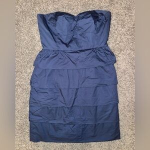 J. Crew Strapless Blue Tiered Dress